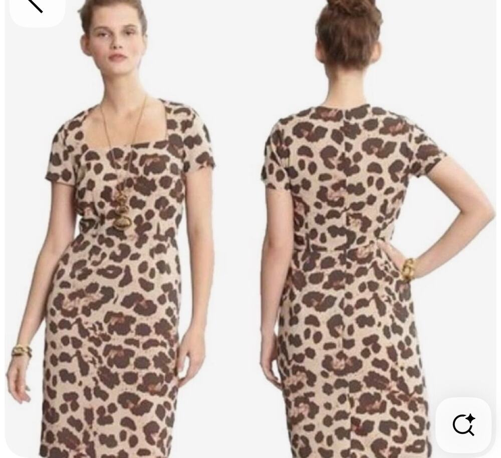 Banana Republic Leopard Print Square Neck Dress Size 6